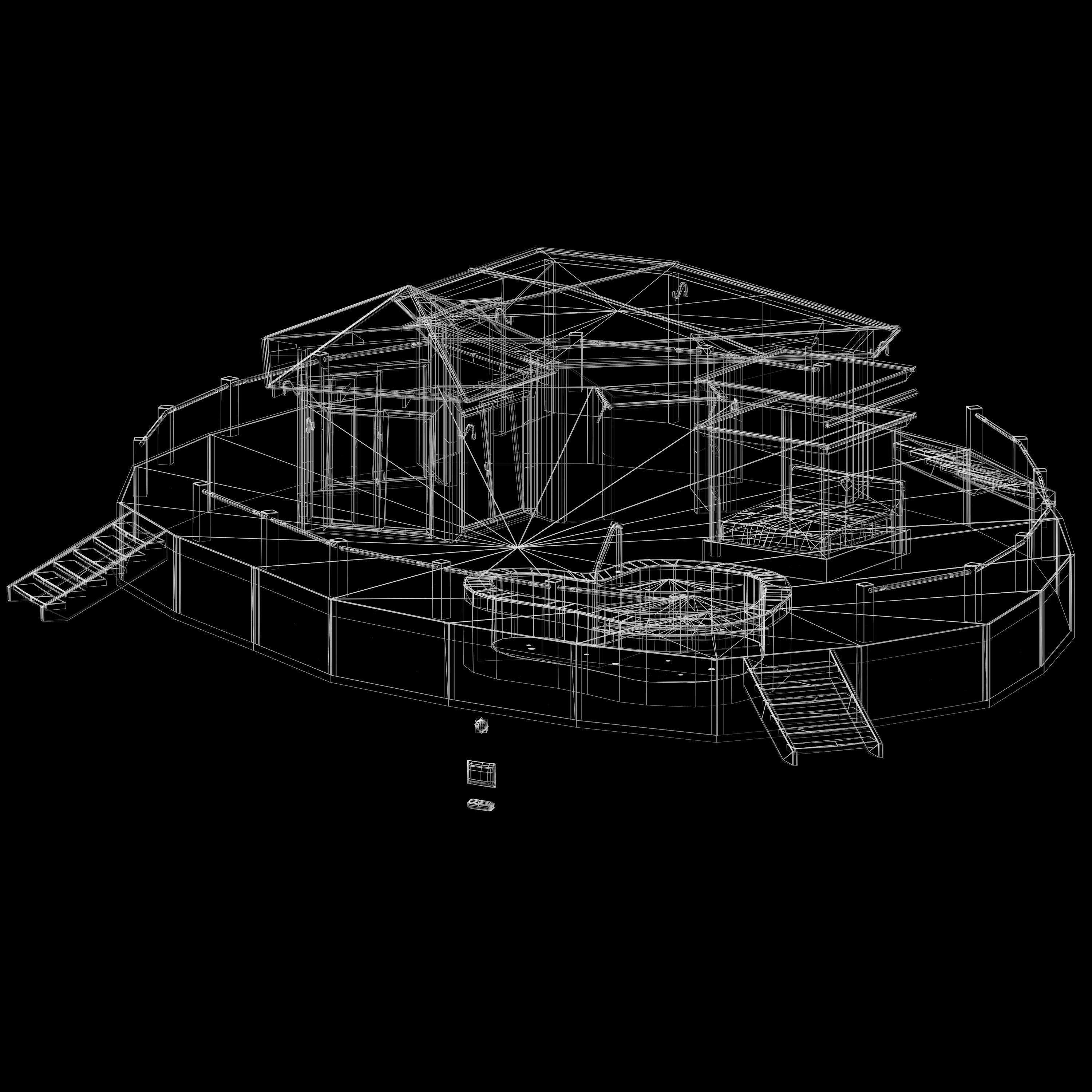 Bungalow with pool Low-poly 3D model_11