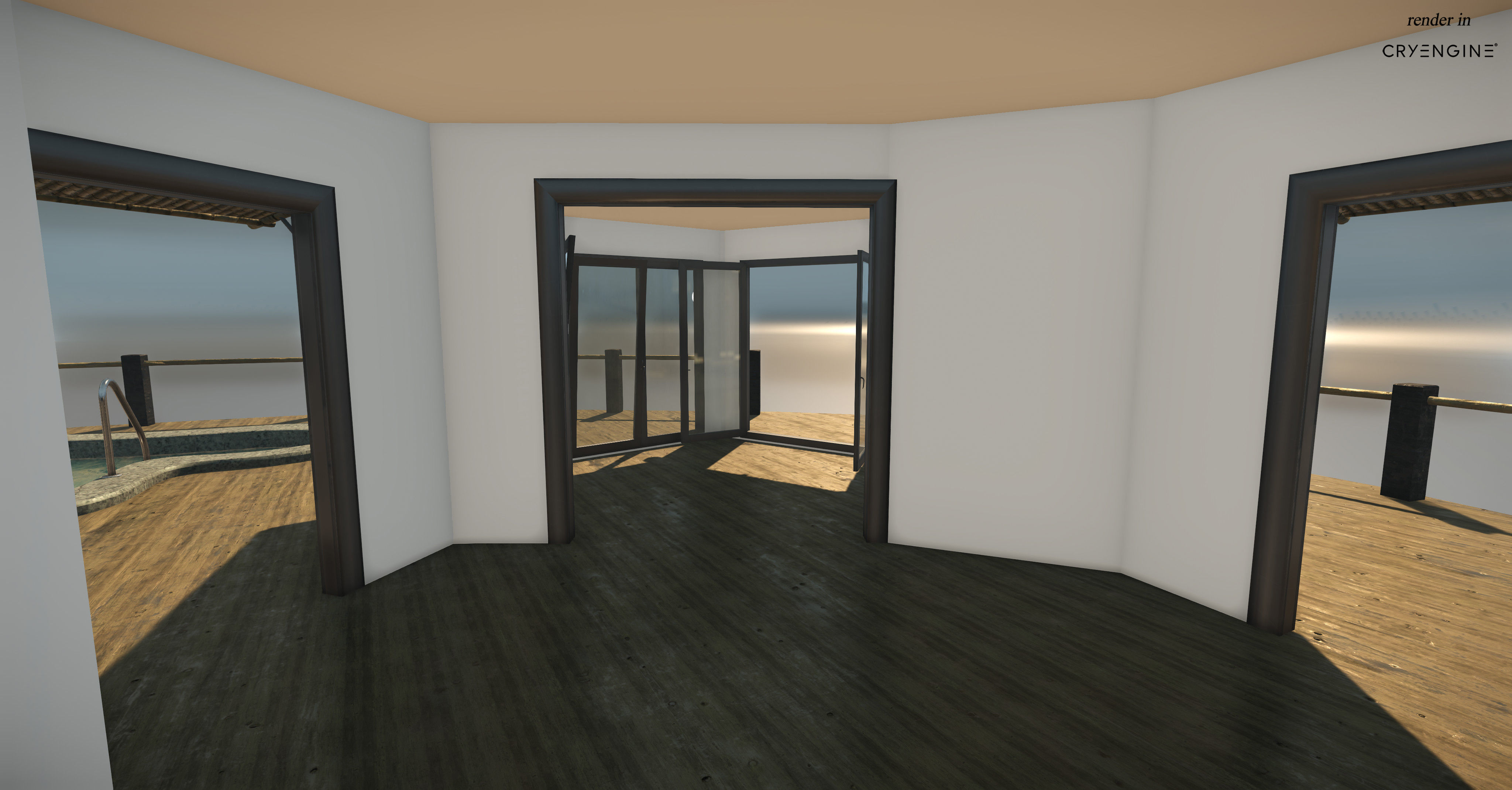 Bungalow with pool Low-poly 3D model_9