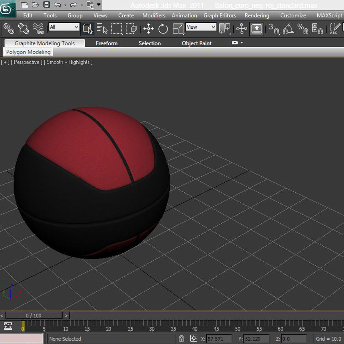Basketball ball euro red-black Low-poly 3D model_5