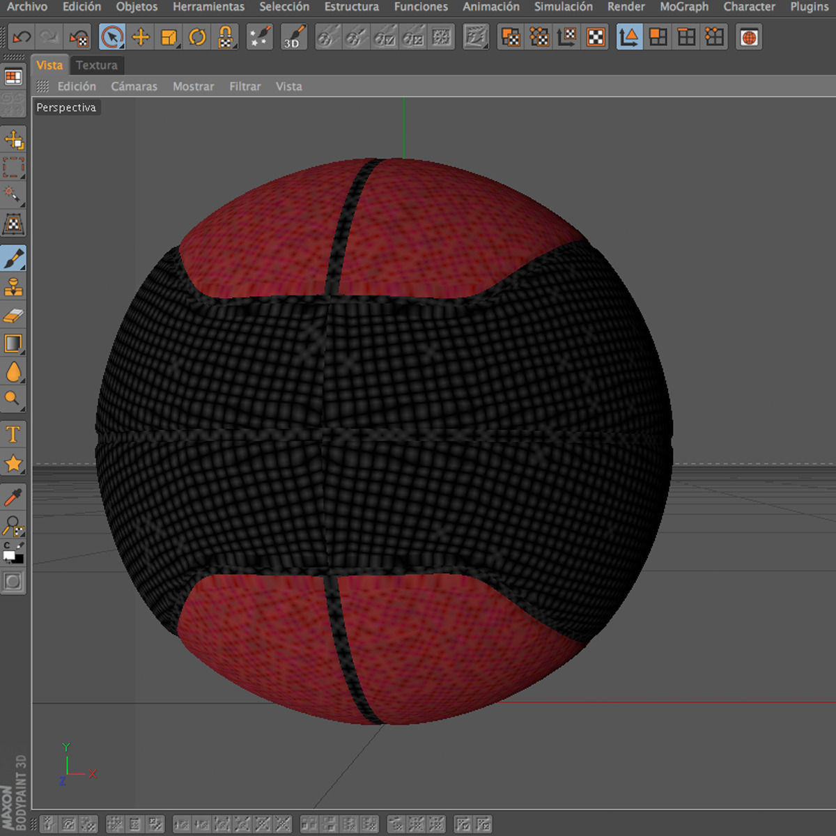 Basketball ball euro red-black Low-poly 3D model_11