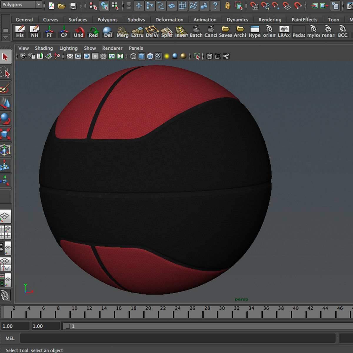Basketball ball euro red-black Low-poly 3D model_4