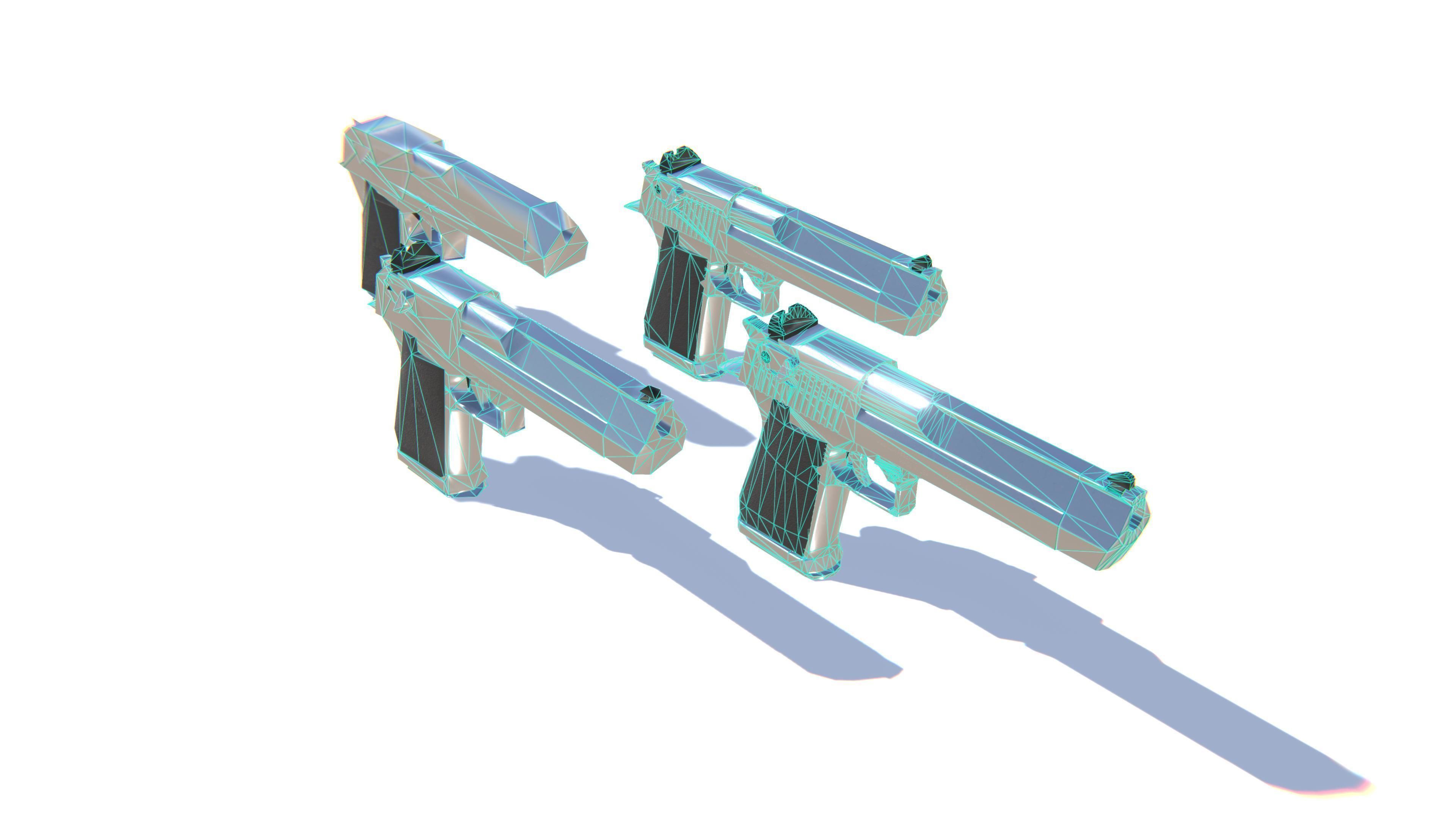 Desert Eagle Pistol Low-poly 3D model_25