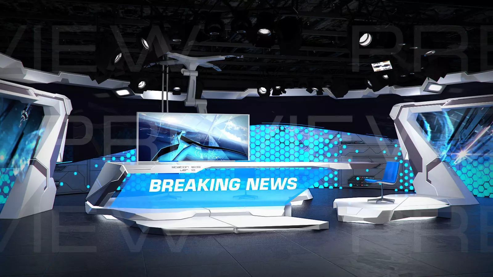 Virtual Broadcast Studio 12 PBR Low-poly 3D model