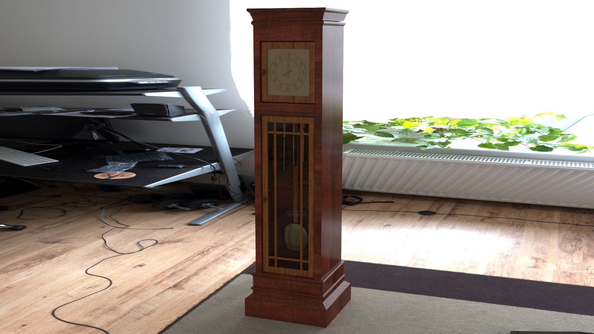Pendulum clock Low-poly 3D model_13