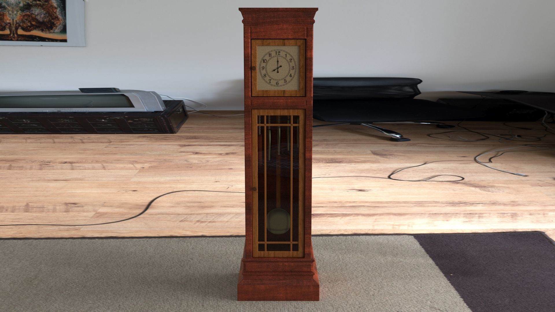 Pendulum clock Low-poly 3D model_14