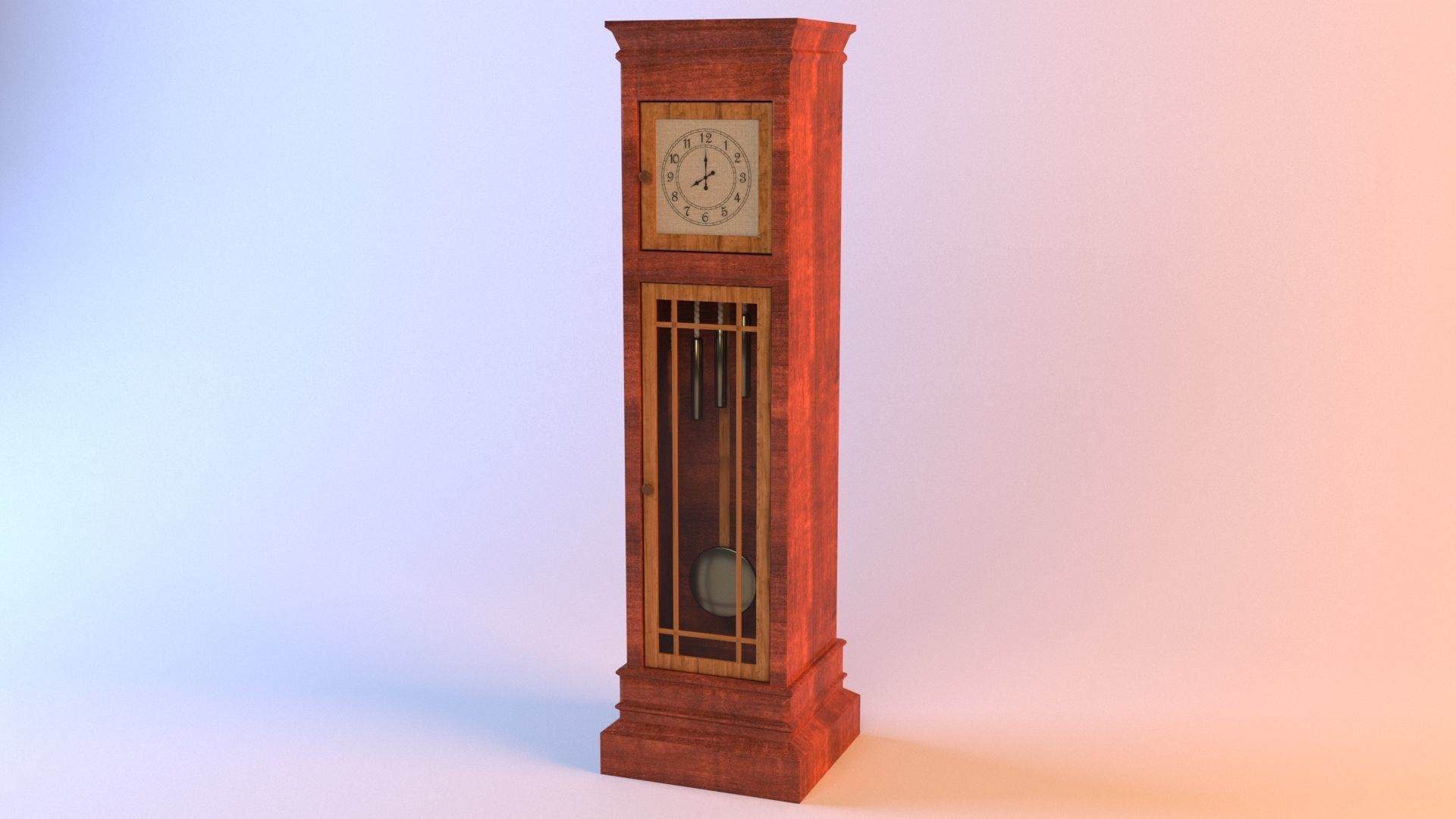 Pendulum clock Low-poly 3D model_5
