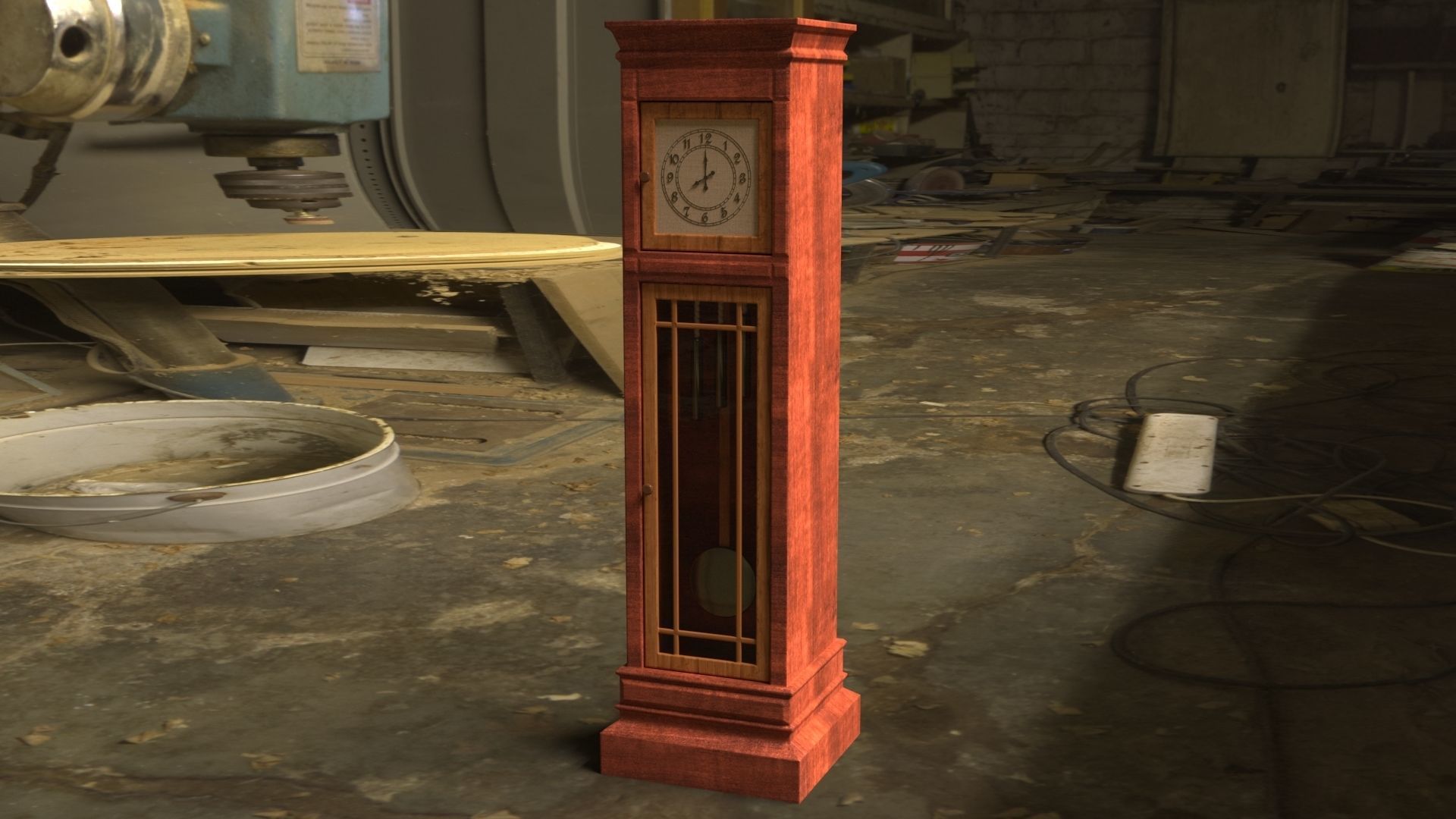 Pendulum clock Low-poly 3D model_9