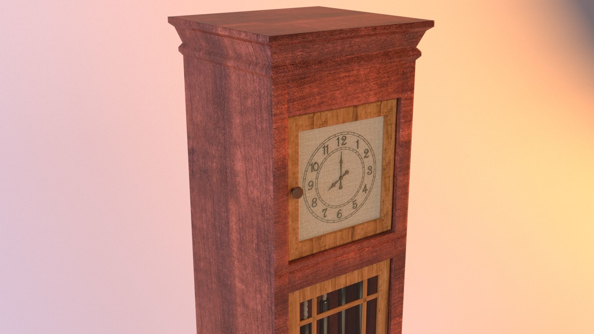 Pendulum clock Low-poly 3D model_7
