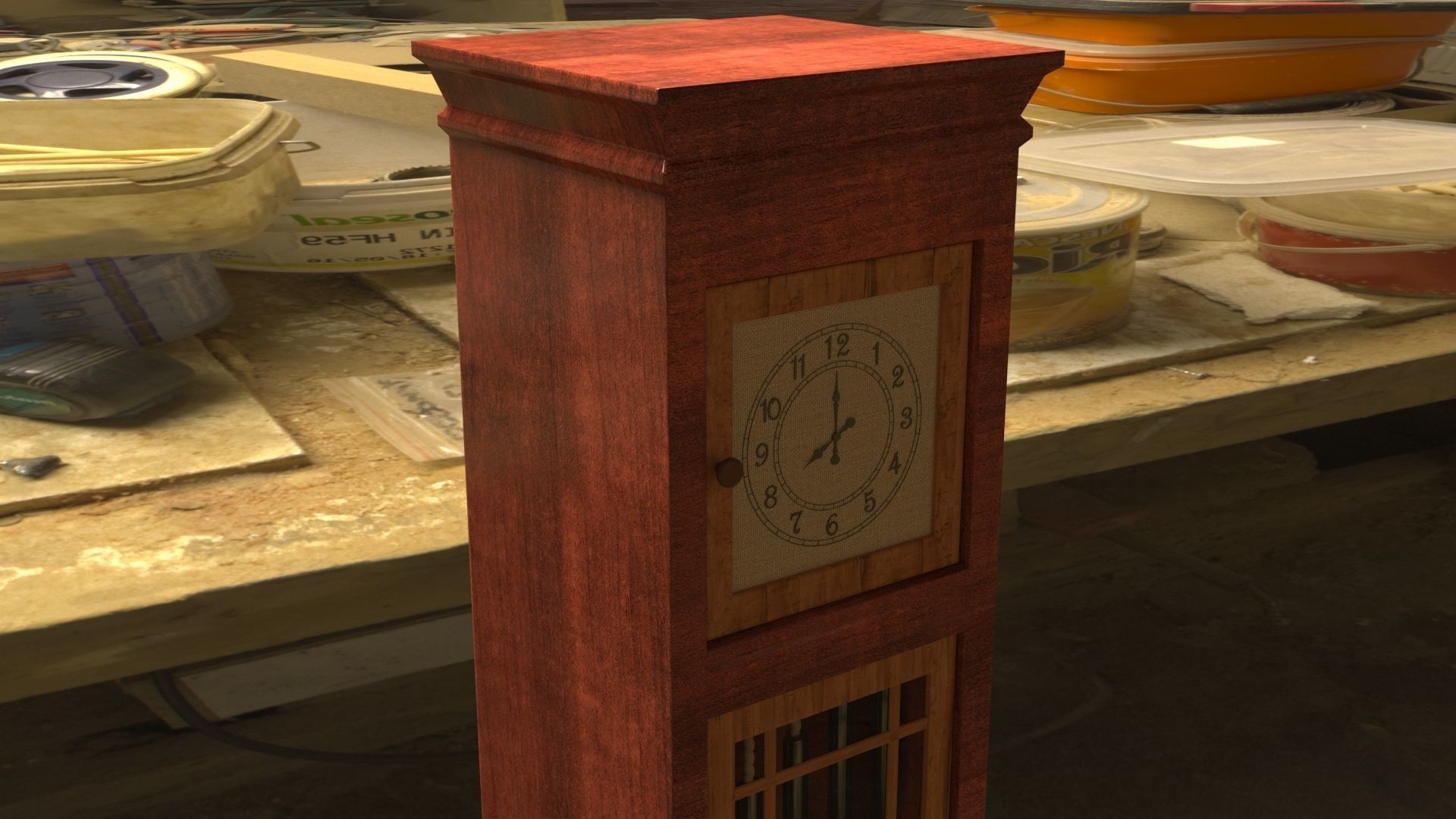 Pendulum clock Low-poly 3D model_11