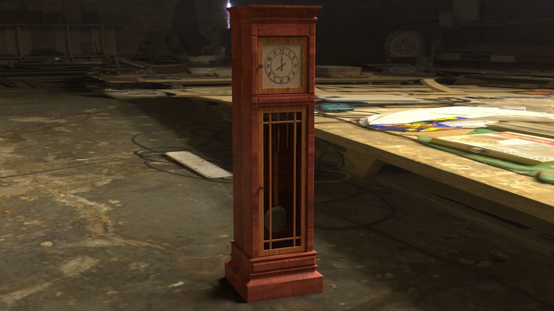 Pendulum clock Low-poly 3D model_8