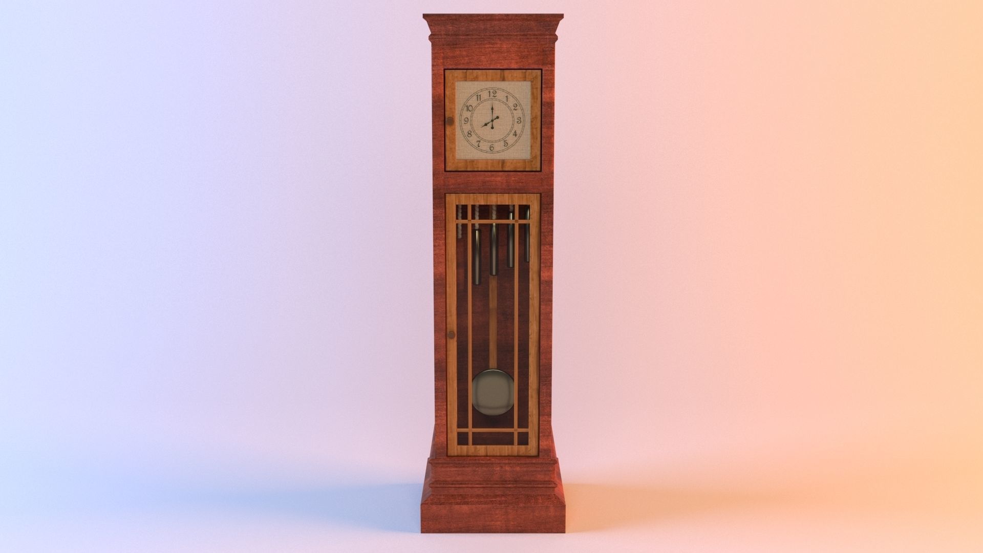 Pendulum clock Low-poly 3D model_6