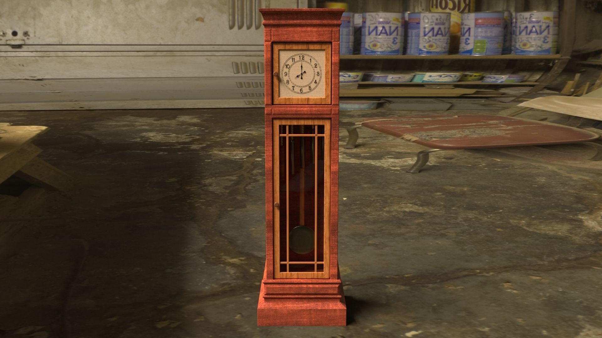 Pendulum clock Low-poly 3D model_10