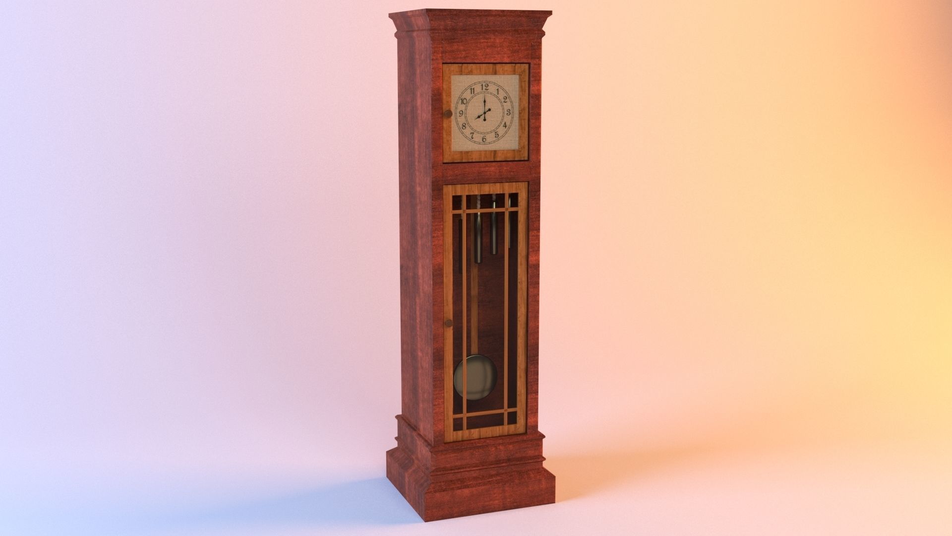 Pendulum clock Low-poly 3D model_4