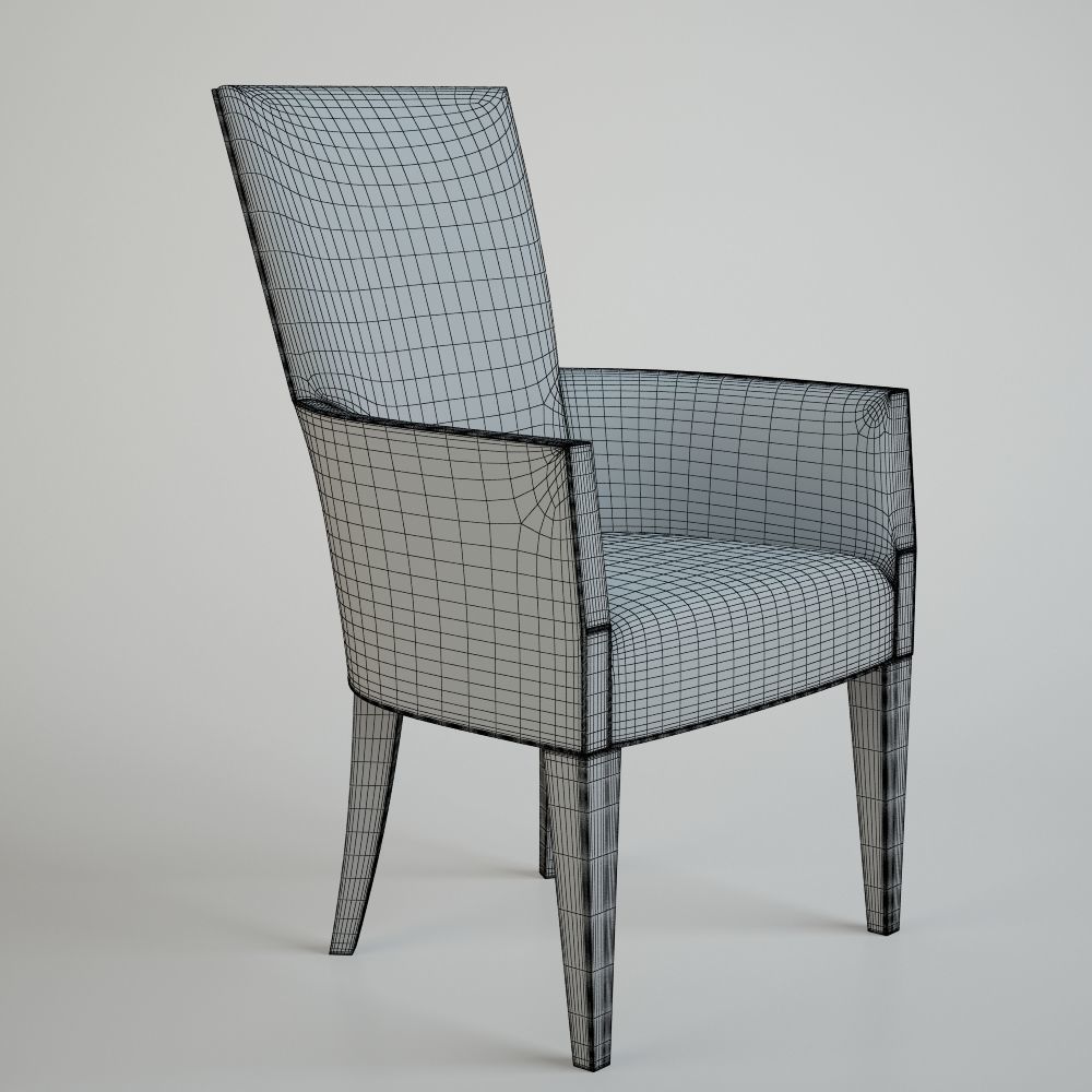 Stool chair with arms and legs 3D model_10