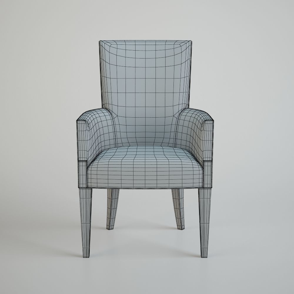 Stool chair with arms and legs 3D model_8