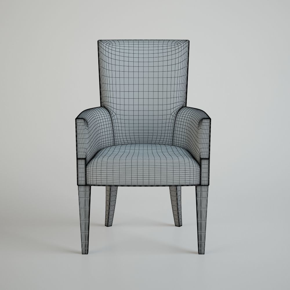 Stool chair with arms and legs 3D model_6