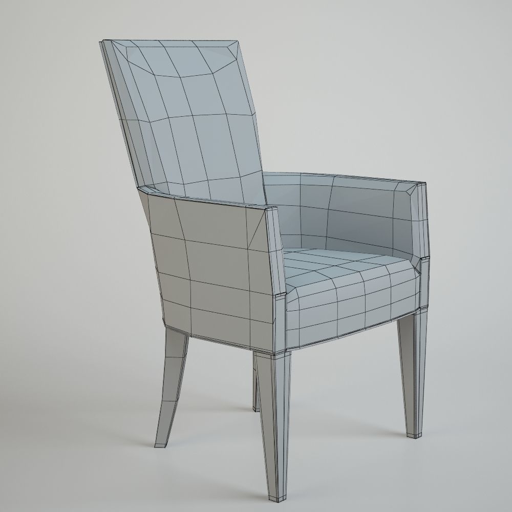Stool chair with arms and legs 3D model_1
