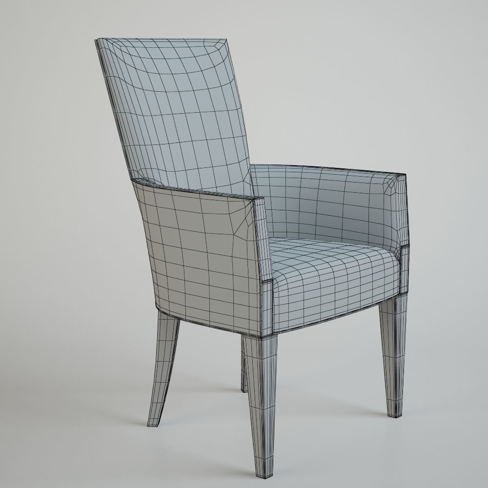 Stool chair with arms and legs 3D model_3