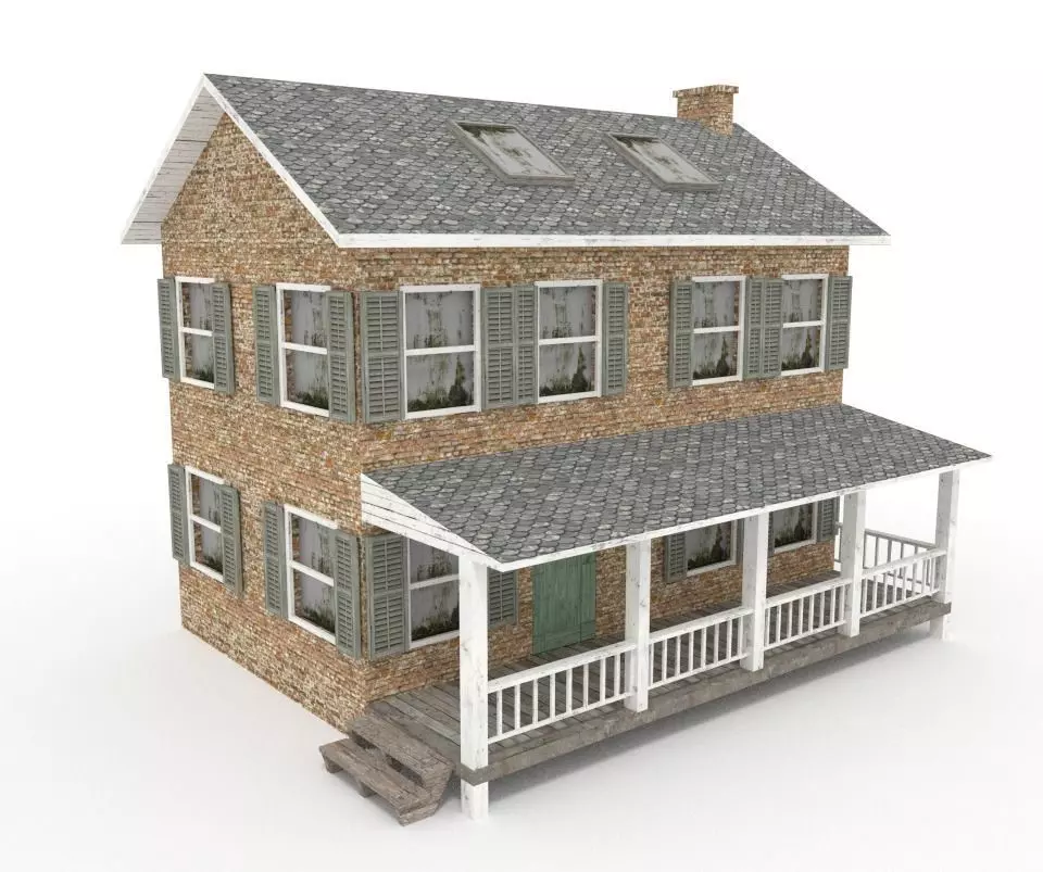 Old Farm House Low-poly 3D model_0