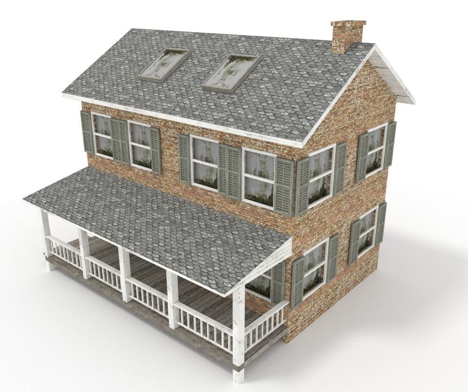 Old Farm House Low-poly 3D model_2