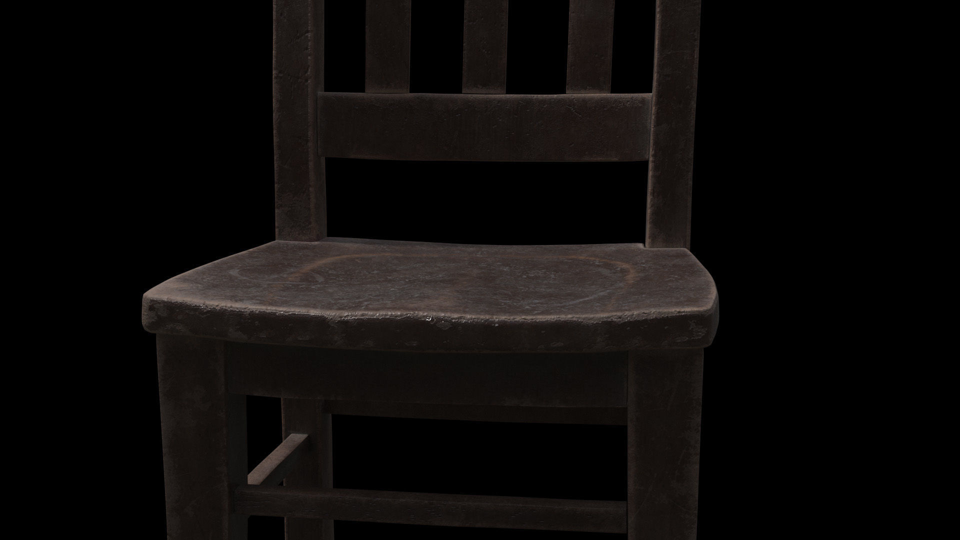 Old Man Wooden Chair Low-poly 3D model_4