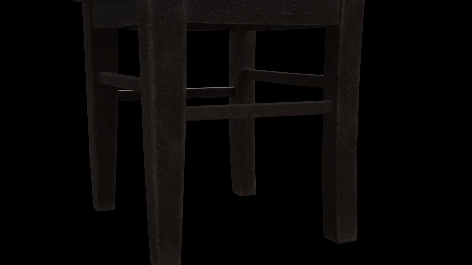 Old Man Wooden Chair Low-poly 3D model_2