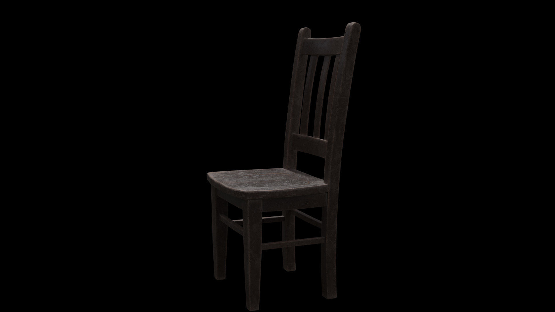 Old Man Wooden Chair Low-poly 3D model_10