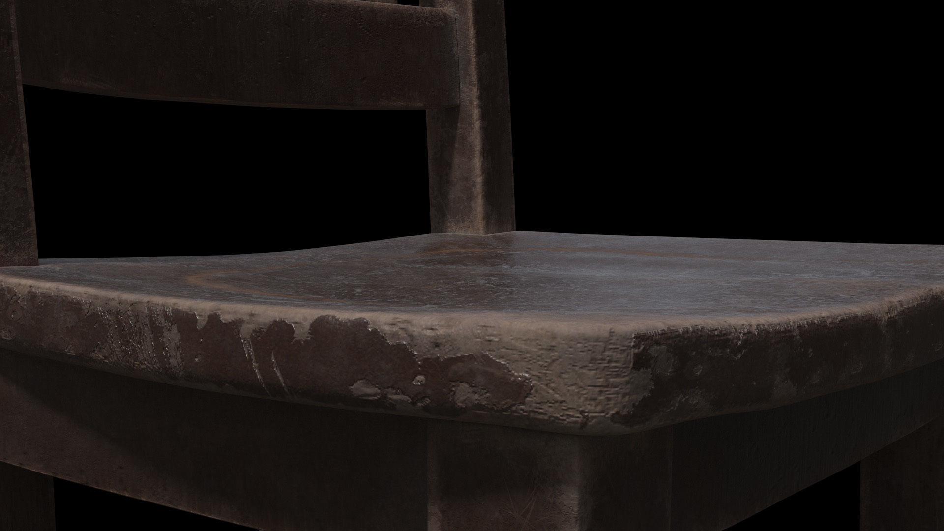 Old Man Wooden Chair Low-poly 3D model_9