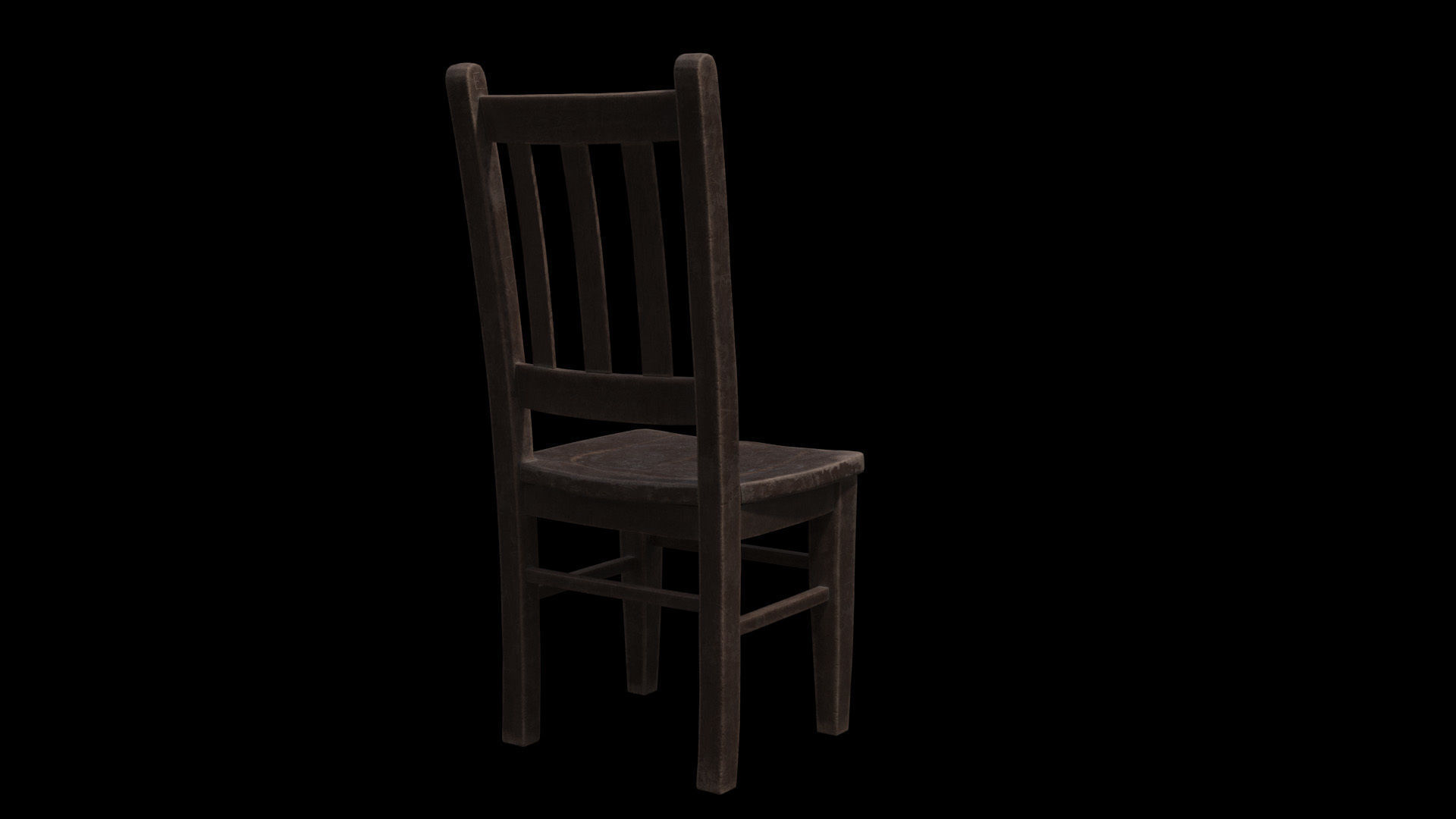 Old Man Wooden Chair Low-poly 3D model_12