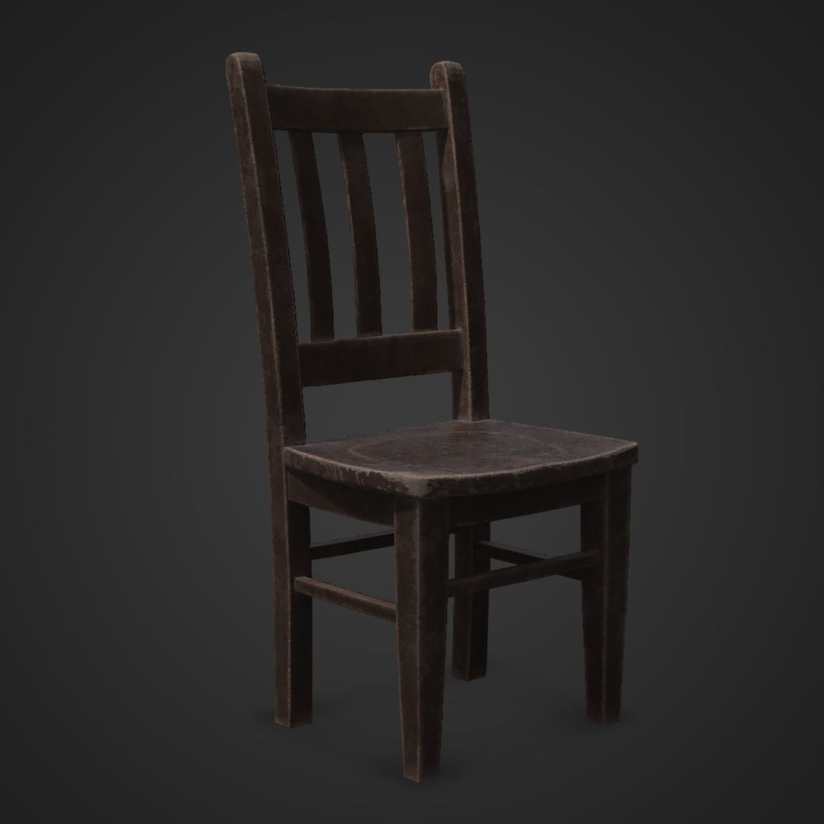 Old Man Wooden Chair Low-poly 3D model_7