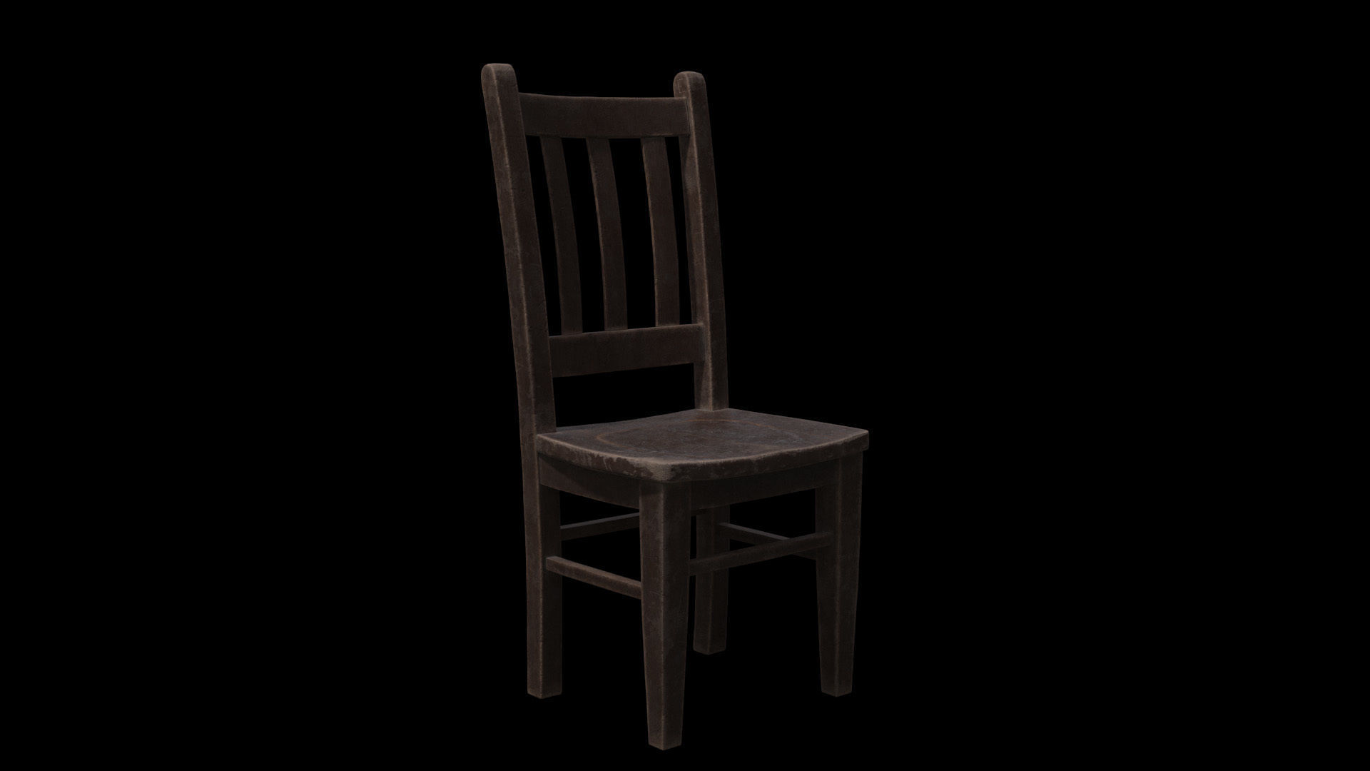 Old Man Wooden Chair Low-poly 3D model_8