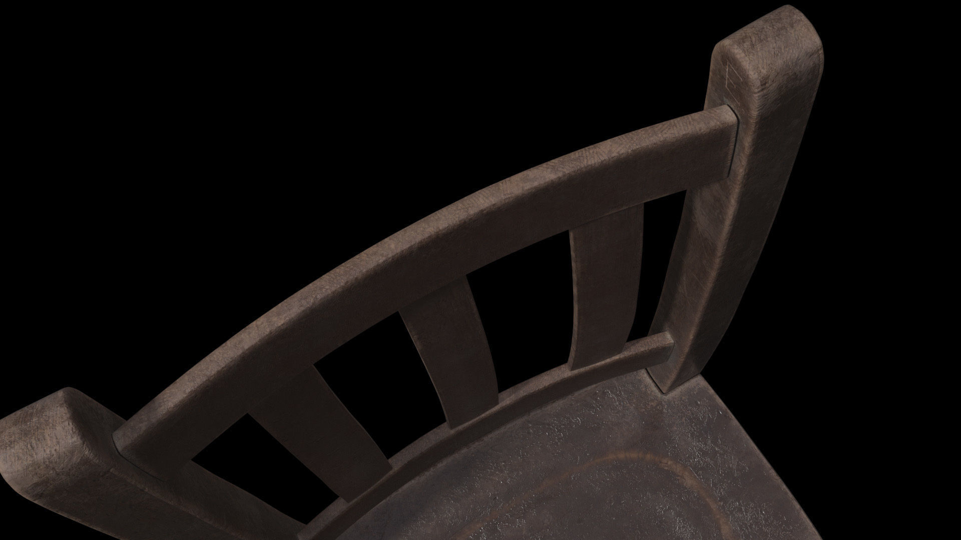 Old Man Wooden Chair Low-poly 3D model_6