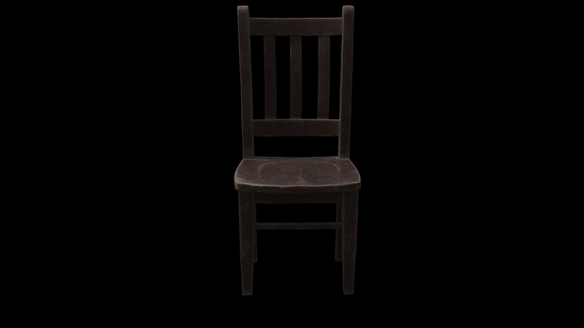 Old Man Wooden Chair Low-poly 3D model_1