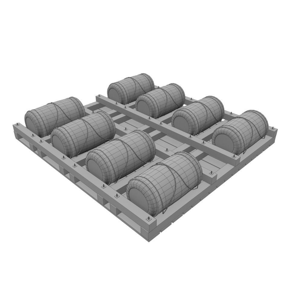 Wooden Raft Low-poly 3D model_1