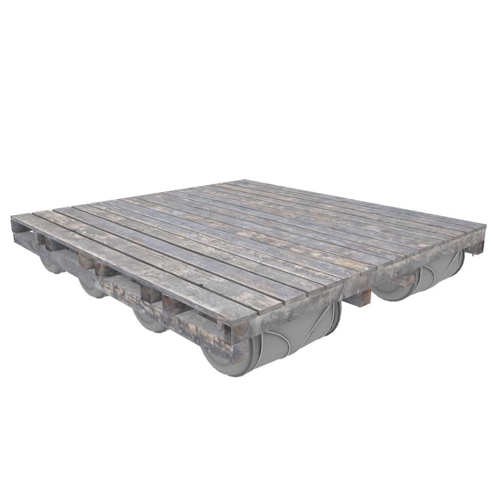 Wooden Raft Low-poly 3D model_2