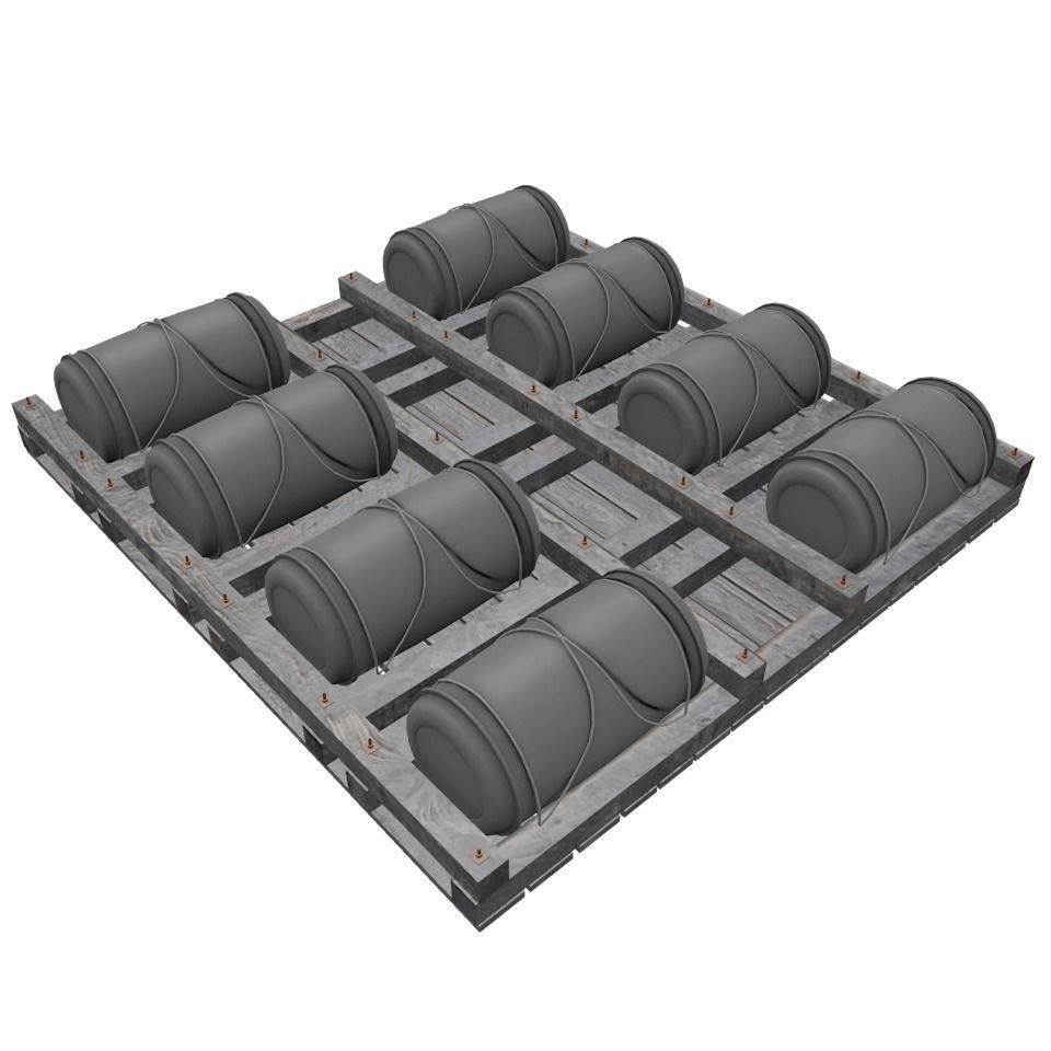 Wooden Raft Low-poly 3D model_4