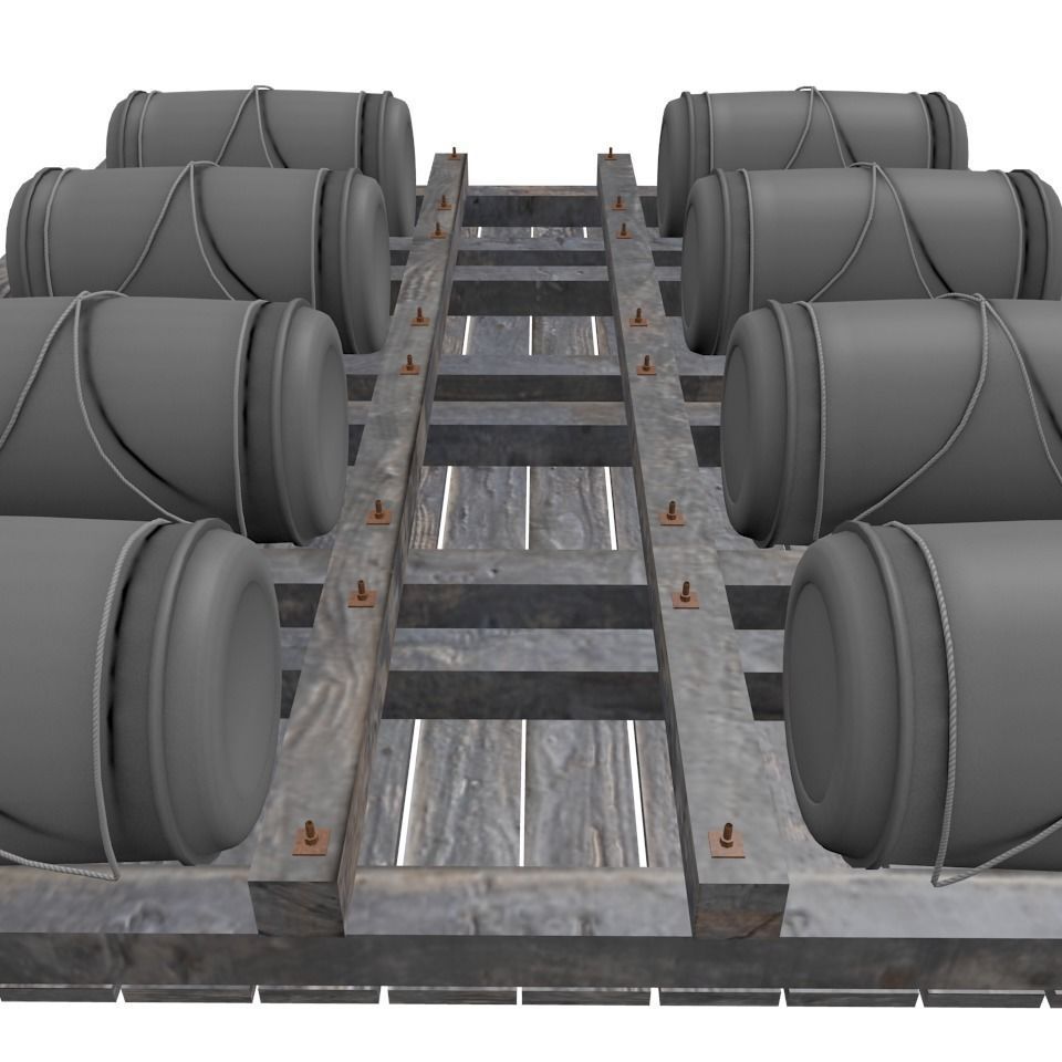 Wooden Raft Low-poly 3D model_5