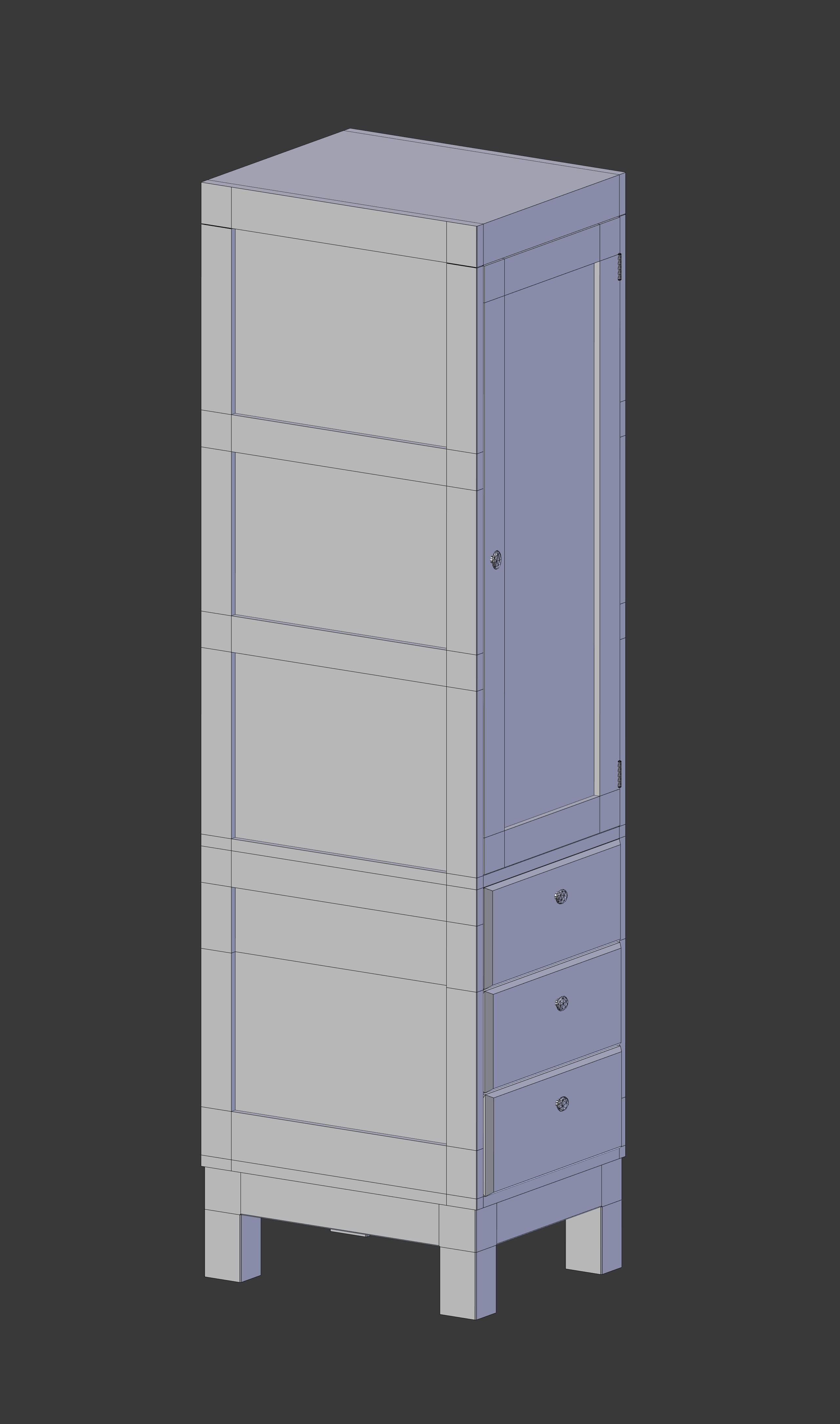 Office Wardrobe Cabinet Low-poly 3D model_17