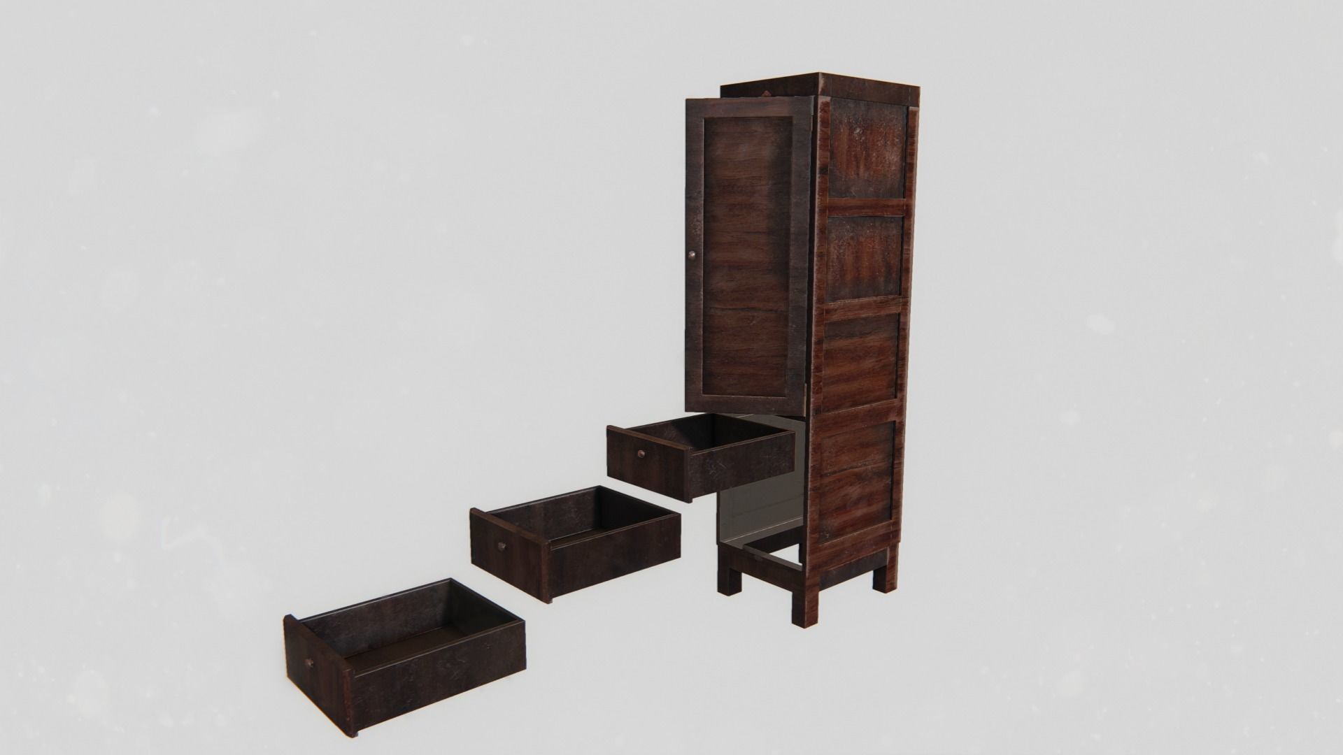 Office Wardrobe Cabinet Low-poly 3D model_1