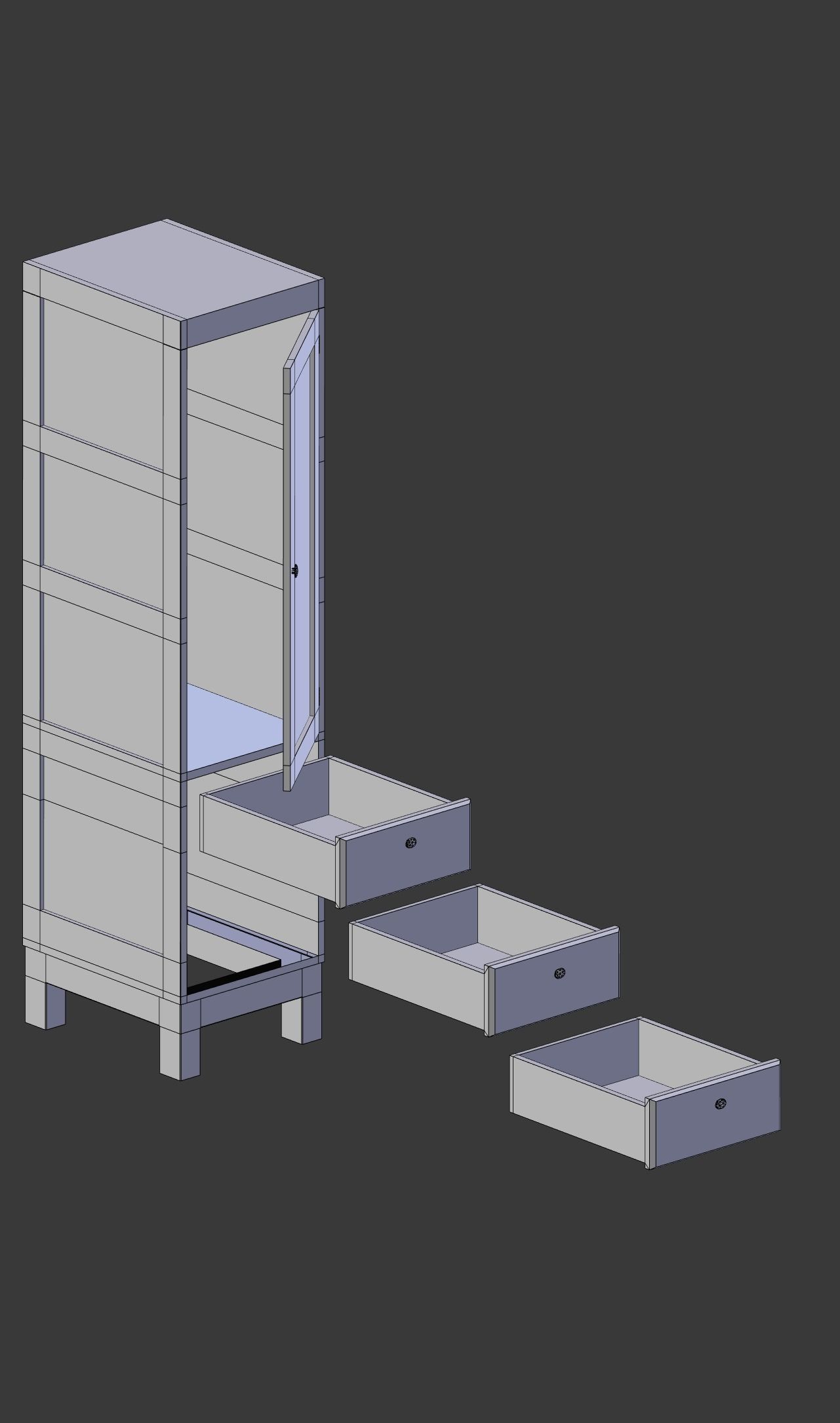 Office Wardrobe Cabinet Low-poly 3D model_14