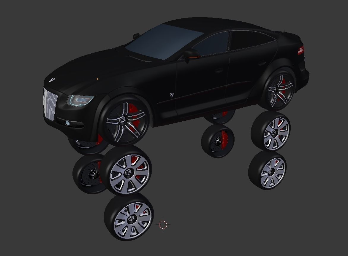 Affekta Luxuria SUV concept sport car with 3 alloy rims Low-poly 3D model_30