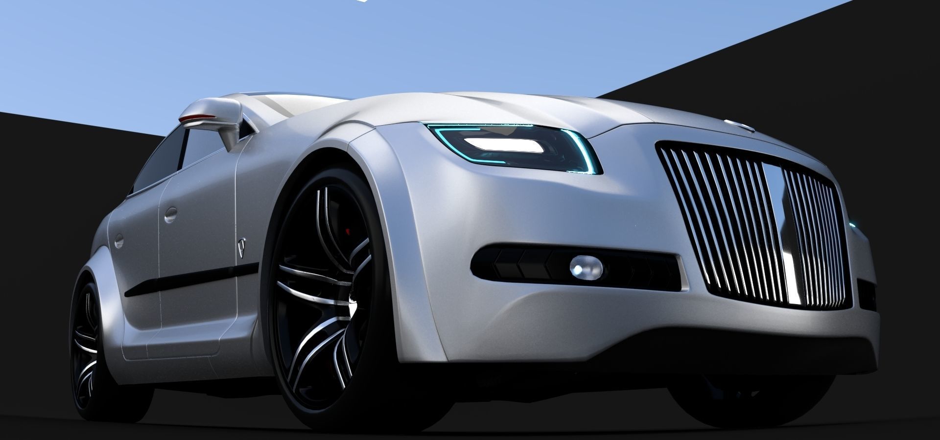 Affekta Luxuria SUV concept sport car with 3 alloy rims Low-poly 3D model_14