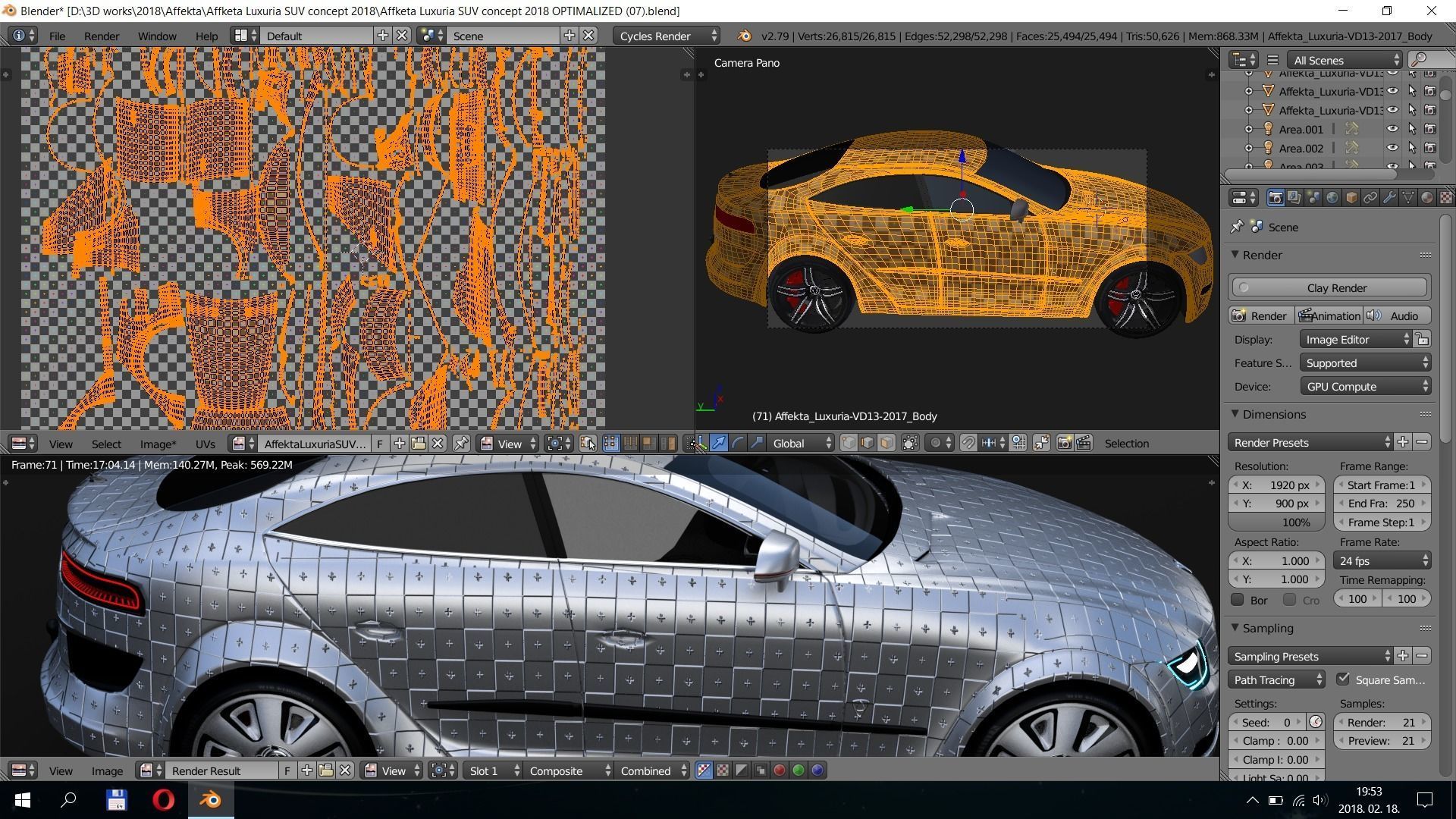 Affekta Luxuria SUV concept sport car with 3 alloy rims Low-poly 3D model_32