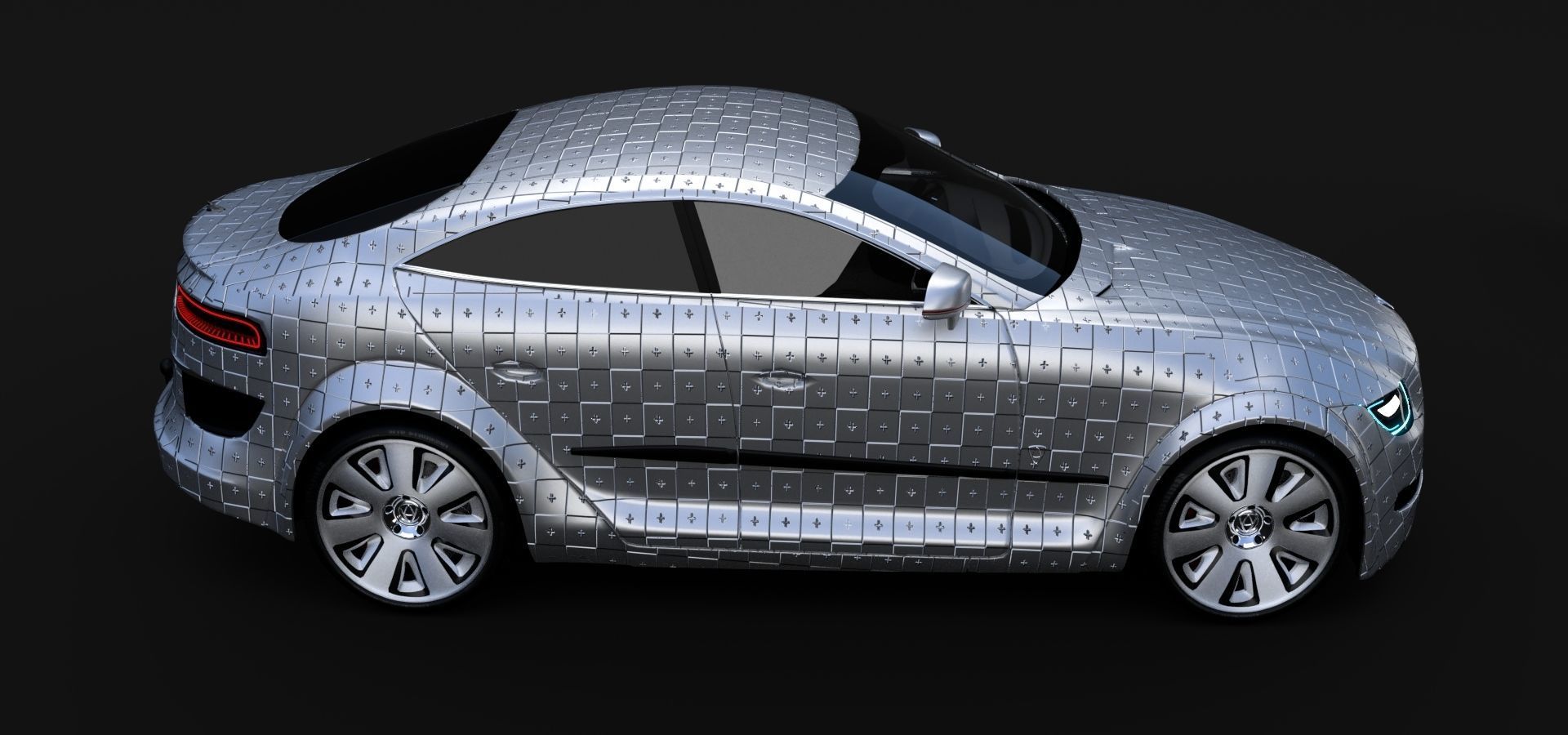 Affekta Luxuria SUV concept sport car with 3 alloy rims Low-poly 3D model_19