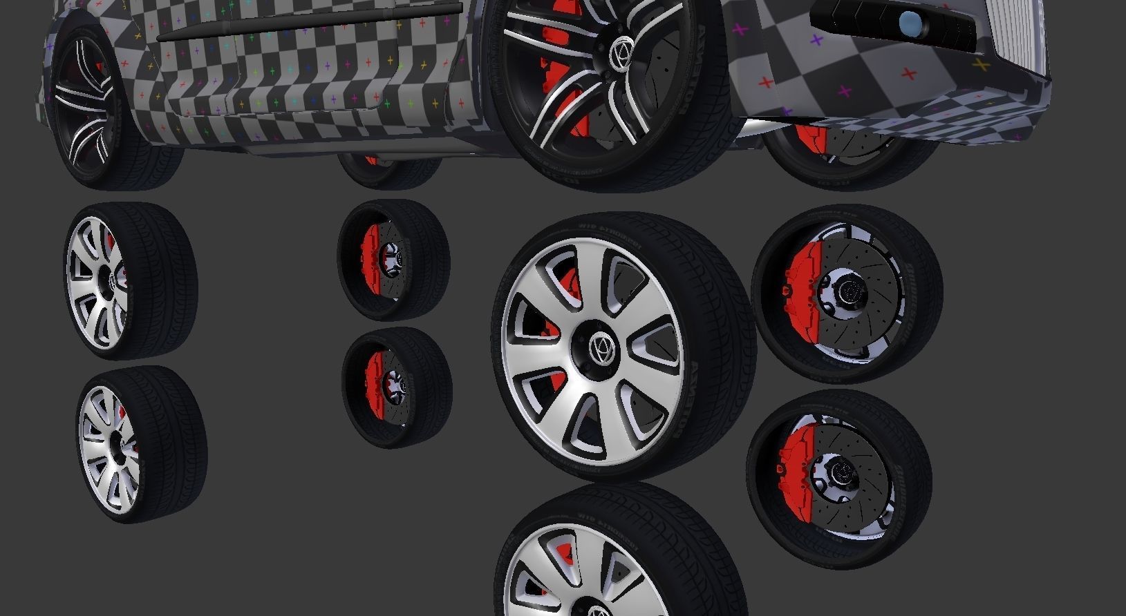 Affekta Luxuria SUV concept sport car with 3 alloy rims Low-poly 3D model_33