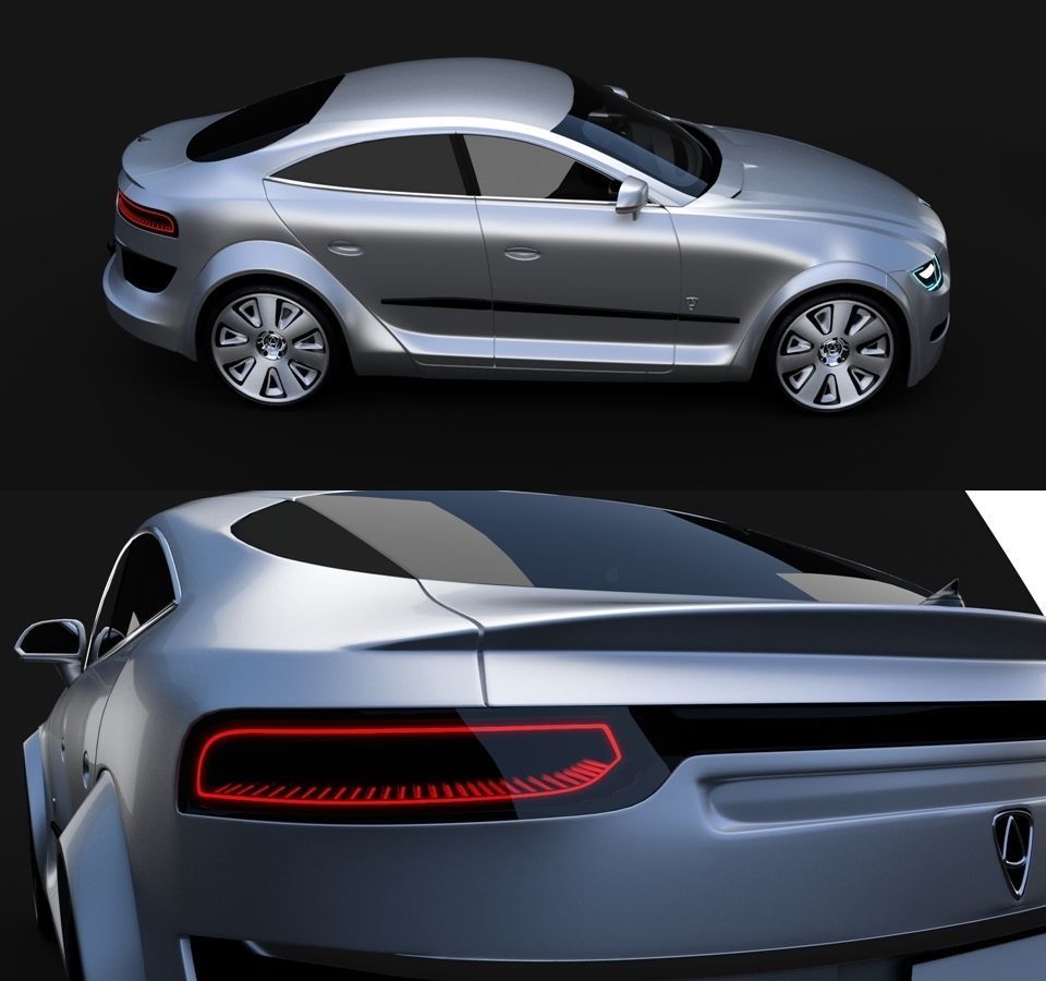 Affekta Luxuria SUV concept sport car with 3 alloy rims Low-poly 3D model_3