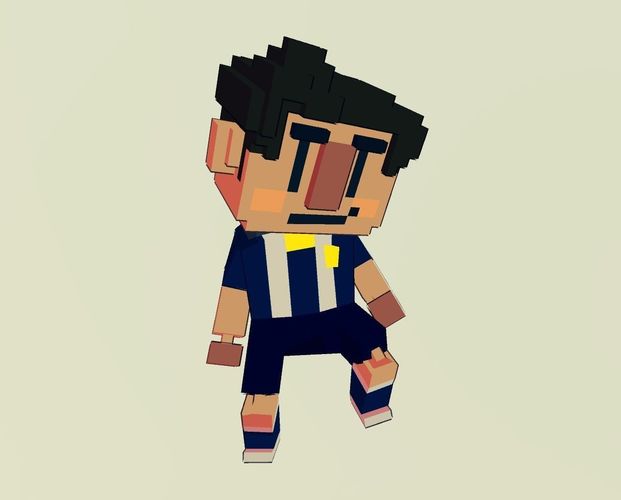 Soccer character in shirt and shorts Low-poly 3D model