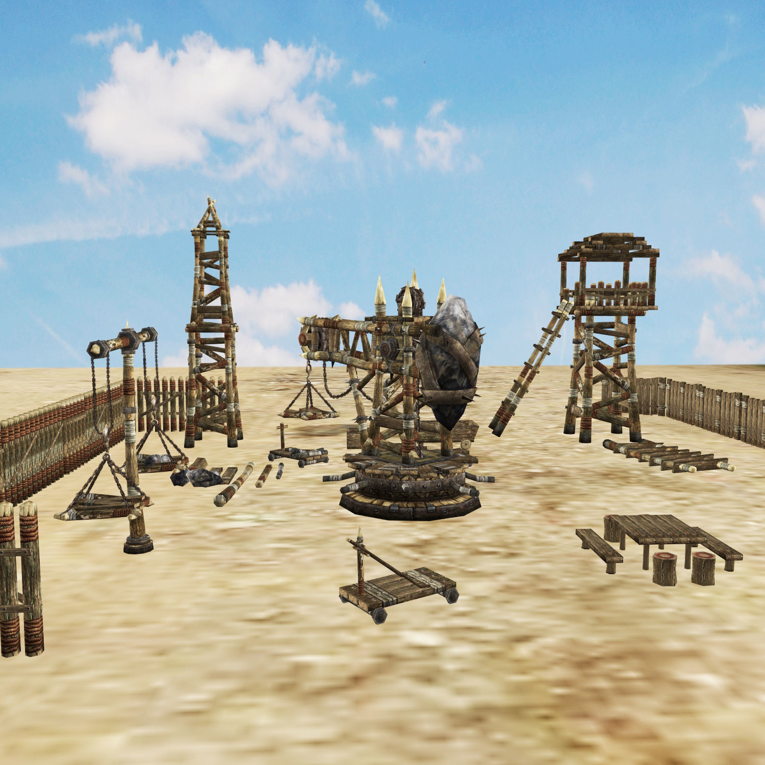 Medieval Village Props Set Collection Low-poly 3D model_1