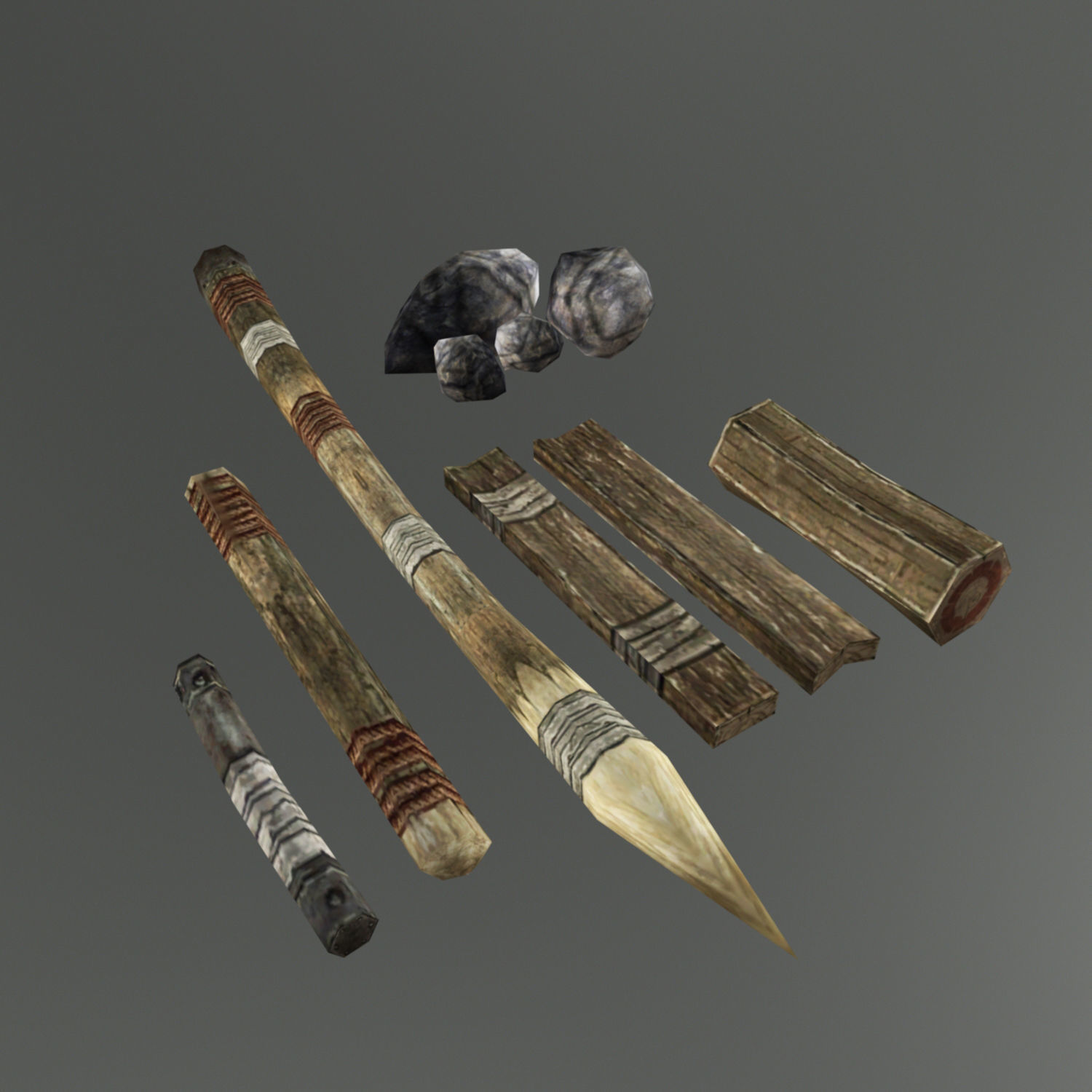 Medieval Village Props Set Collection Low-poly 3D model_30