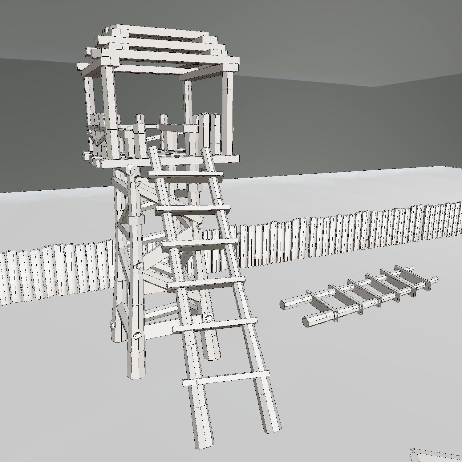 Medieval Village Props Set Collection Low-poly 3D model_46